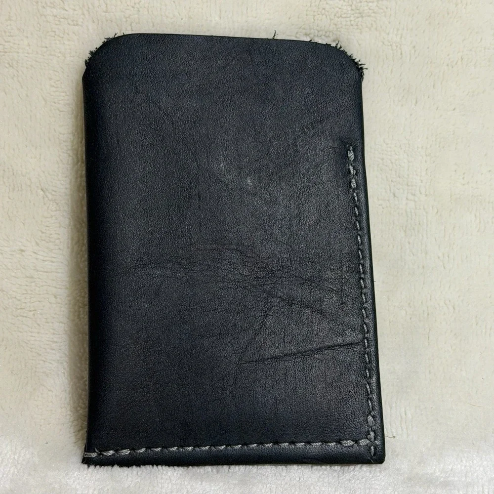 Leather Slim Wallet Minimalist Card Holder Lightweight‎ Everyday Classic Black